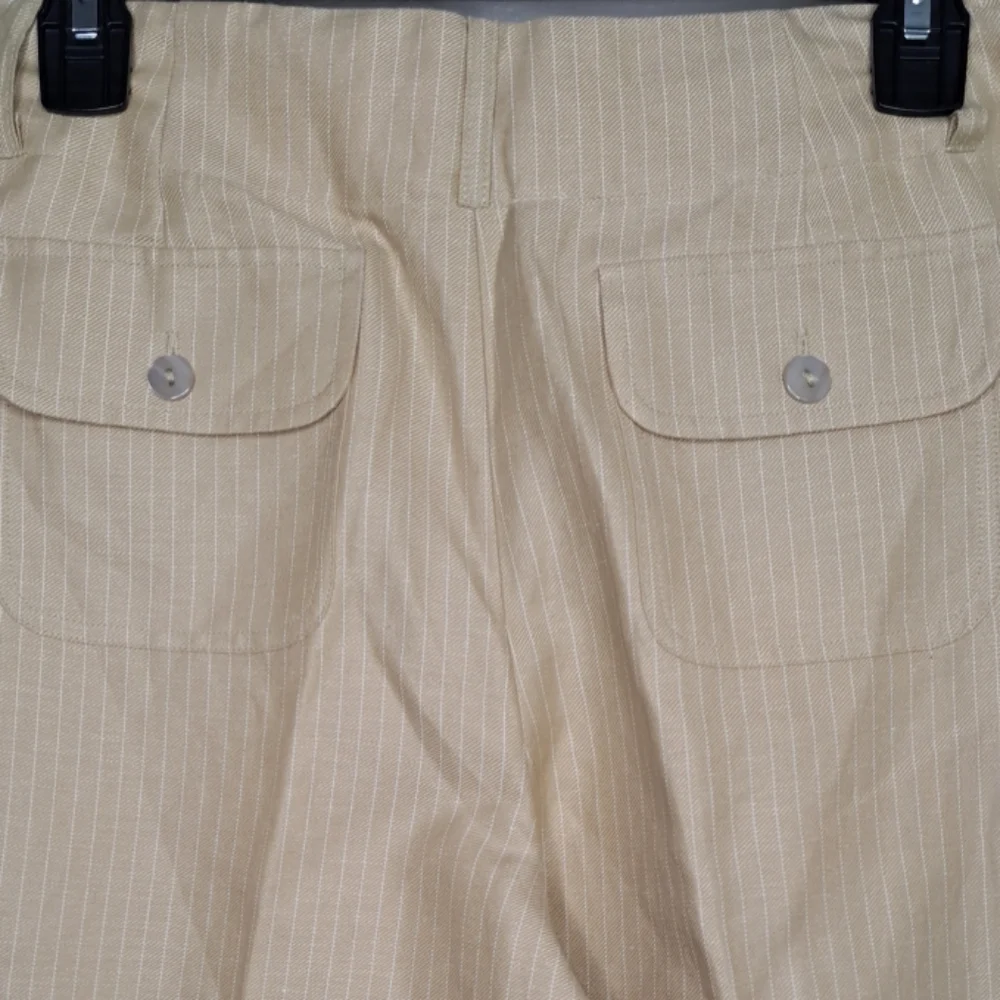 Women’s Tape Measure Beige Striped Linen Blend Career Style Pants Size 10 - Picture 10 of 16